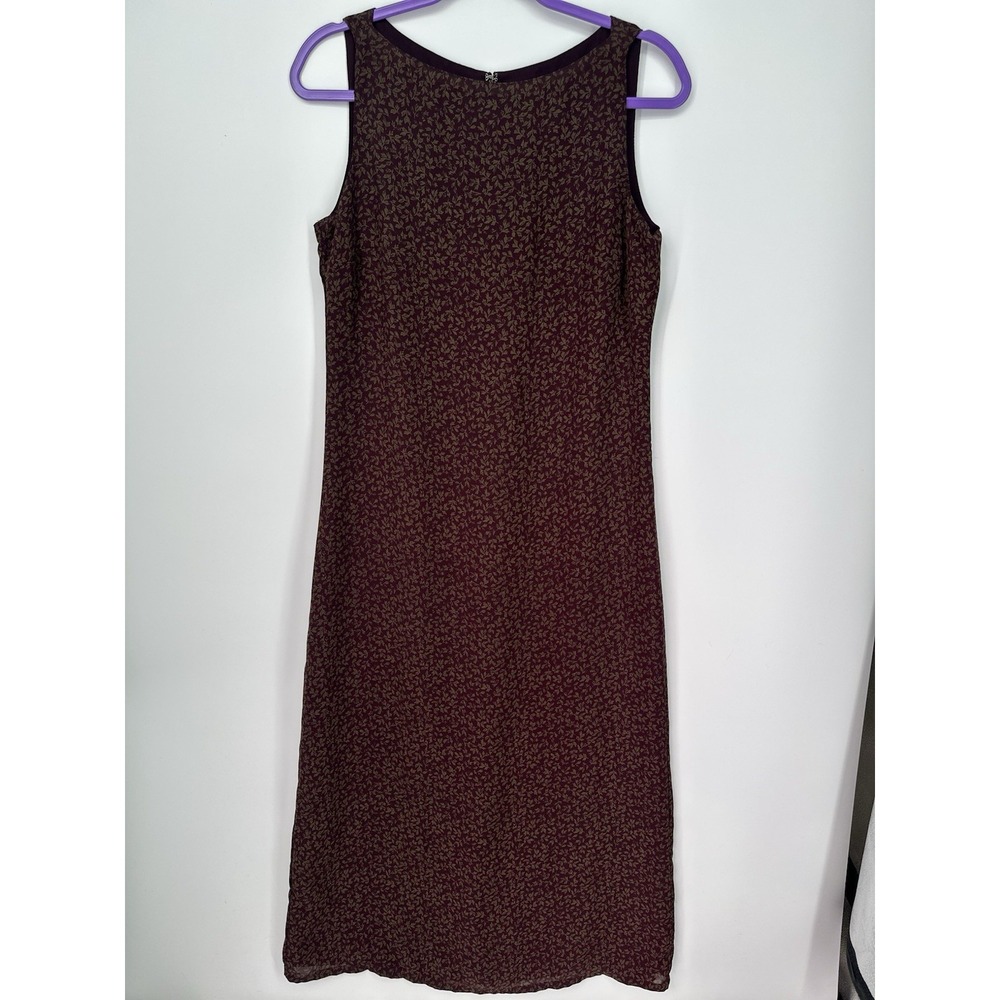 Vintage Old Navy 90s Y2K Floral Maxi Dress Size 8 Burgundy Sleeveless 0313